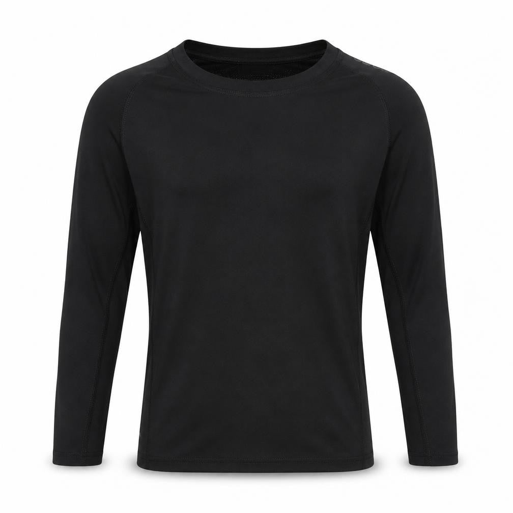 Front view of adidas boys’ black 11-12 years techfit long sleeve training top
