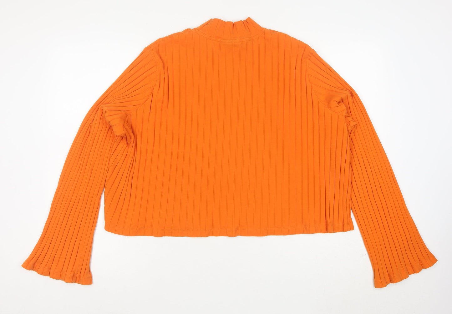 Lazy Oaf Orange Ribbed Mock Neck Heart Cut Out Cropped Top Women's M