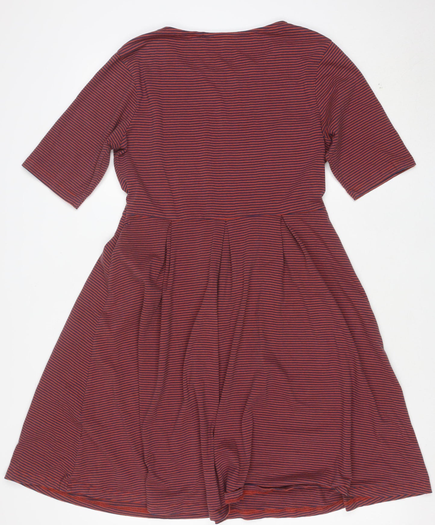 Seasalt Women Red Striped Fit & Flare Knee Dress Size 12