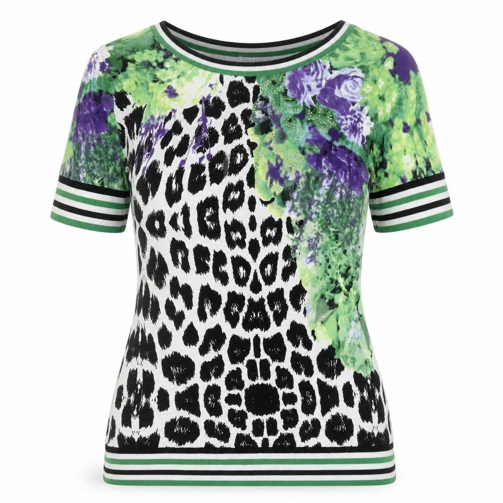 Passioni Women Multicoloured S Animal & Floral Print Short Sleeve Top