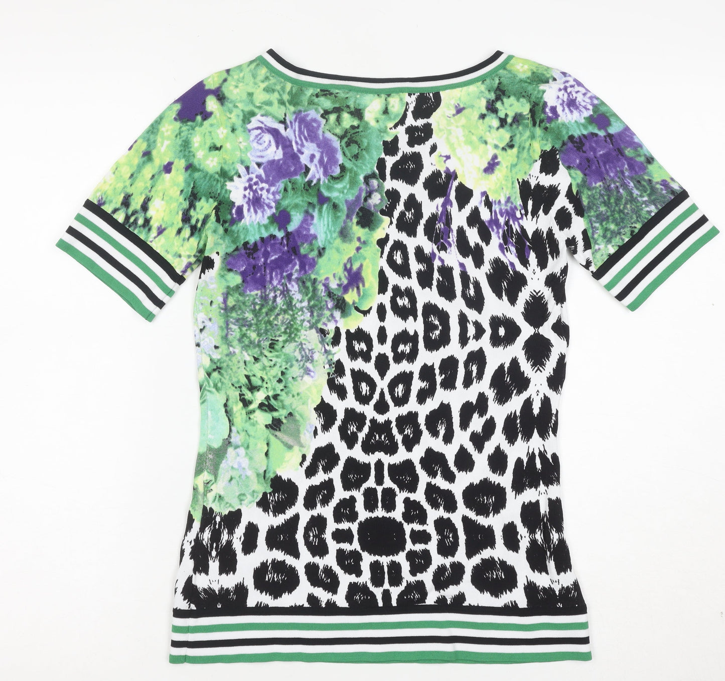 Passioni Women Multicoloured S Animal & Floral Print Short Sleeve Top