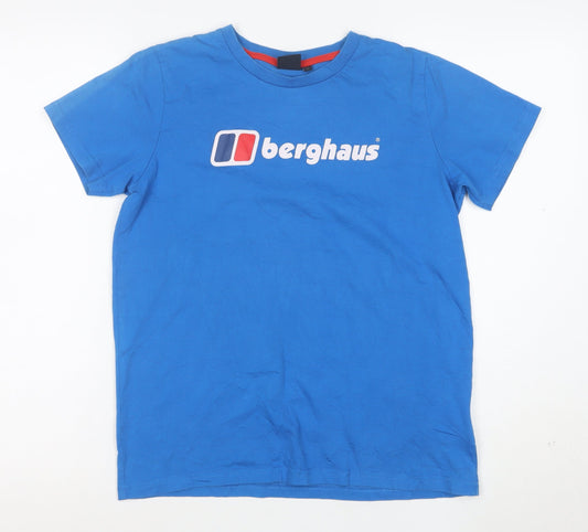 Berghaus Boys Blue 13 Years Logo Cotton Short Sleeve T-Shirt