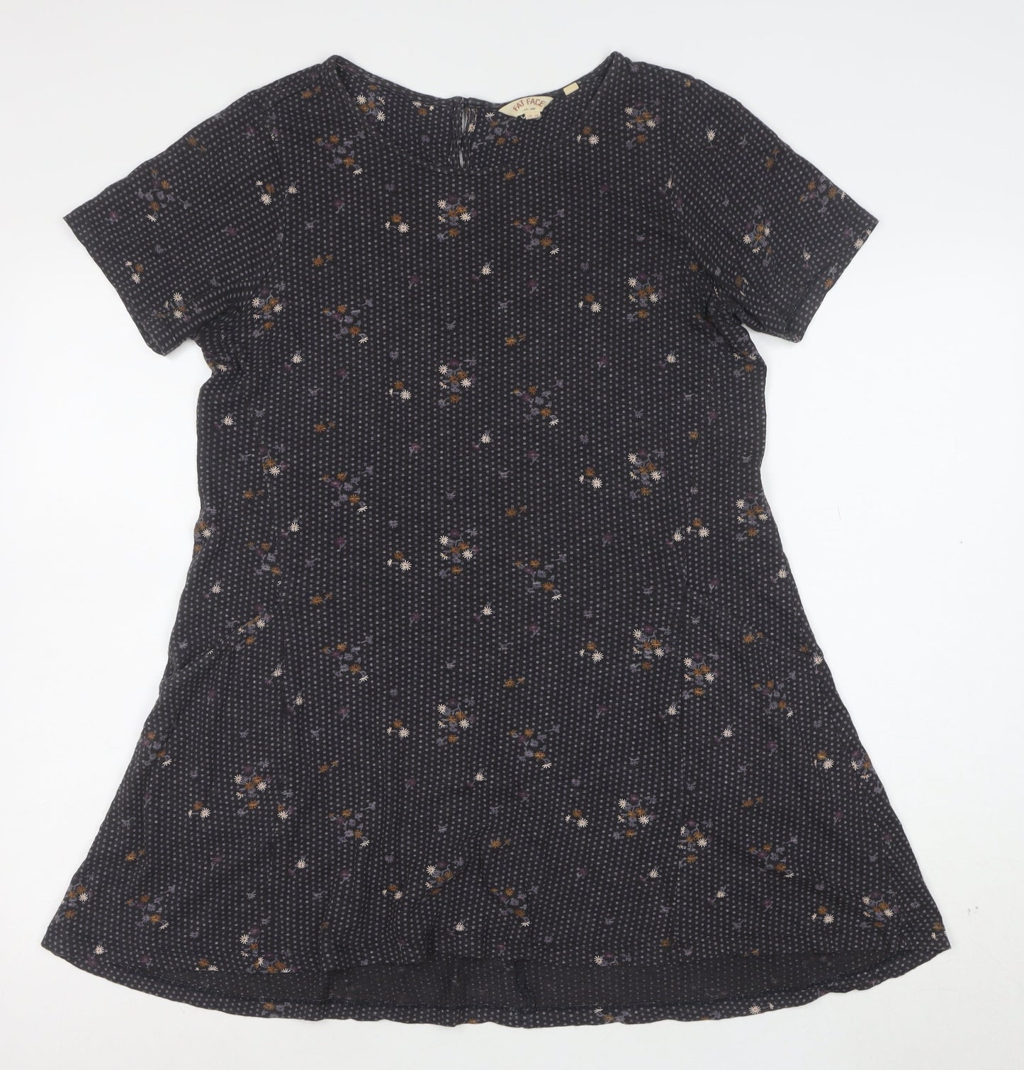 Fat Face Womens Blue Floral Short Sleeve A-Line Dress Size 10