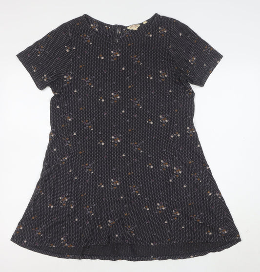 Fat Face Womens Blue Floral Short Sleeve A-Line Dress Size 10