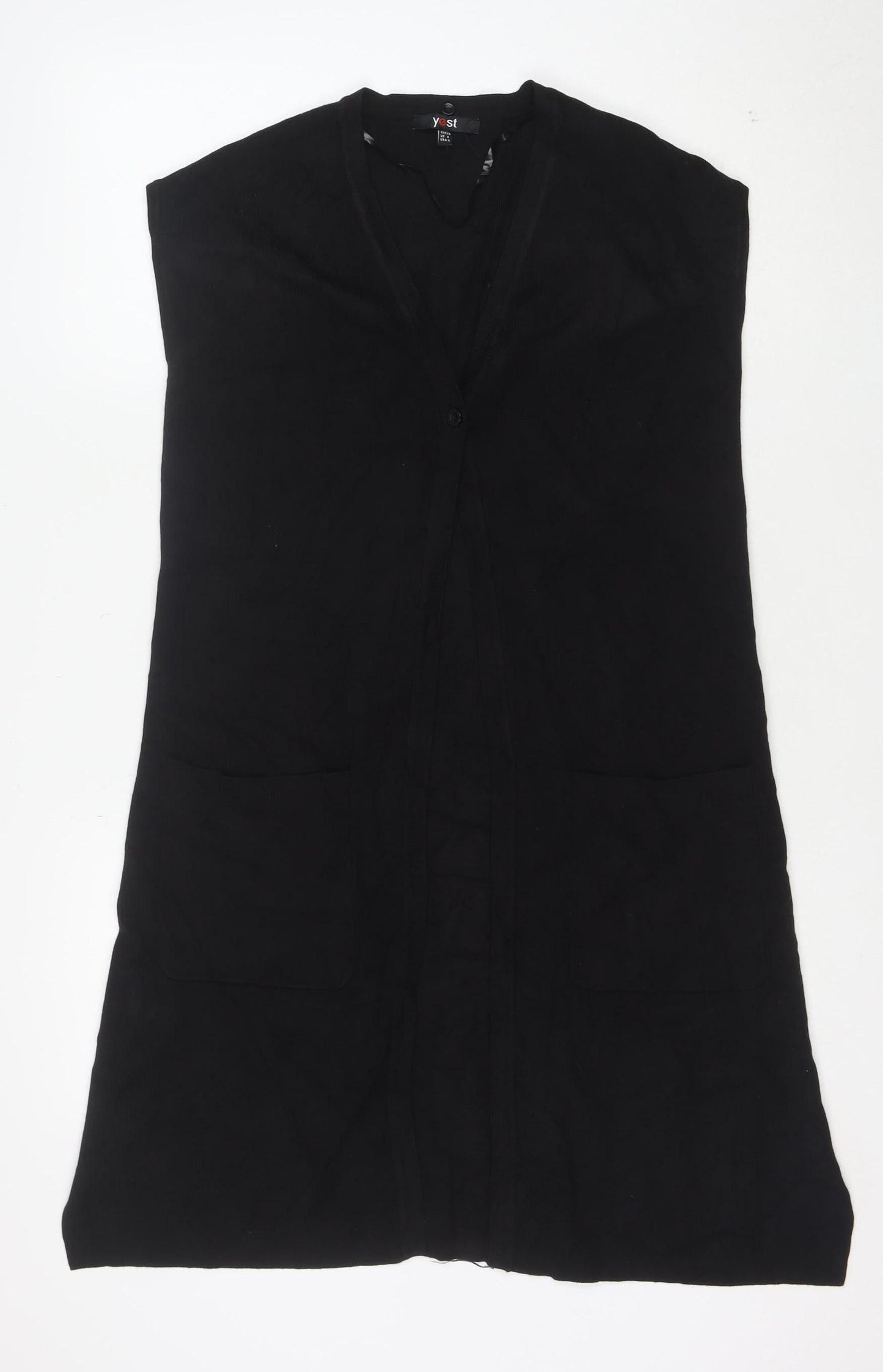 Yest Womens Black V-Neck Sleeveless Long Cardigan Size 8