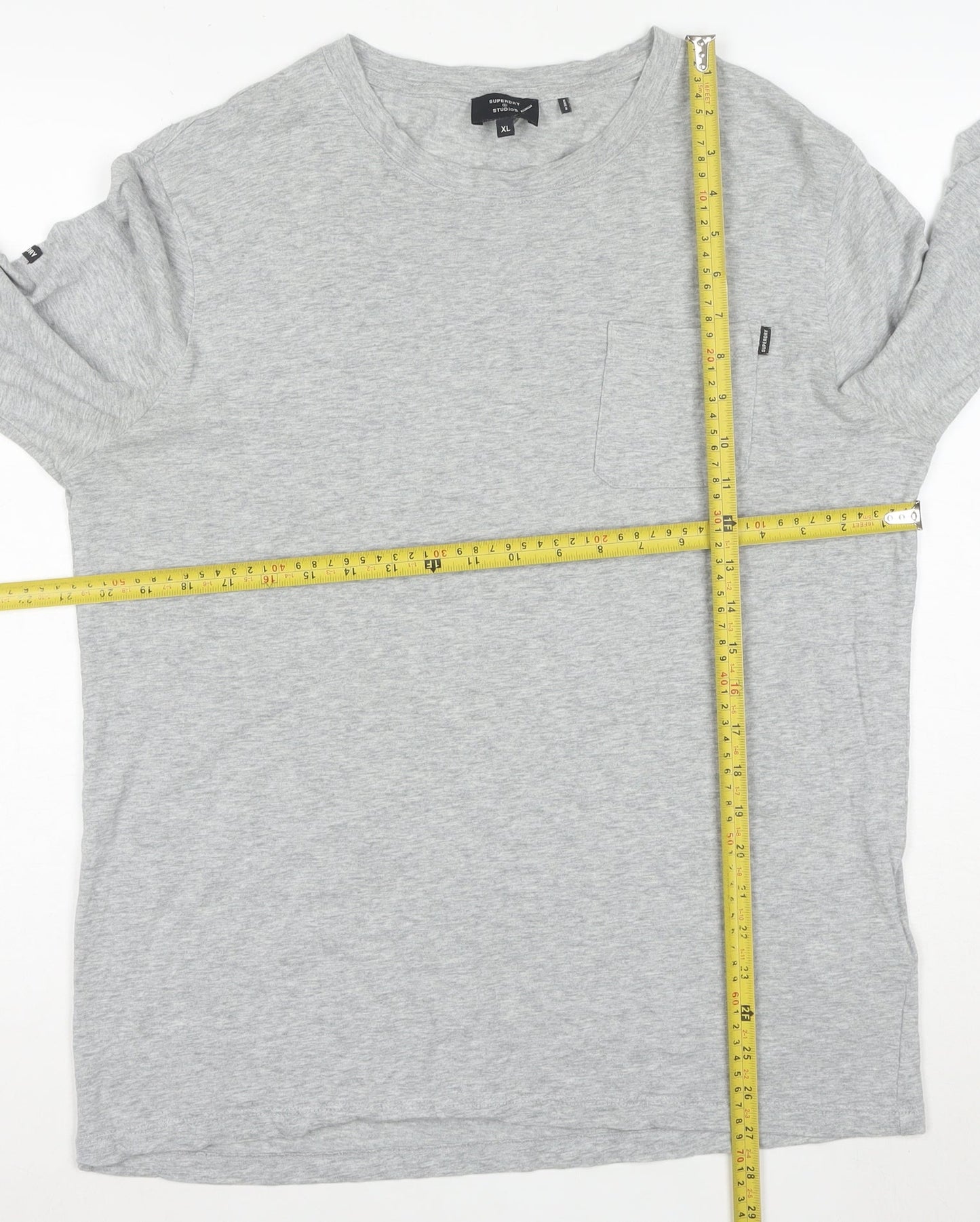 Superdry Studios Men's Grey XL Long Sleeve Crew Neck T-Shirt