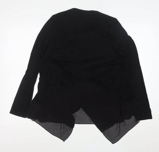 Design History Women's Black Viscose Cardigan Size 14 L Lightweight Open Front