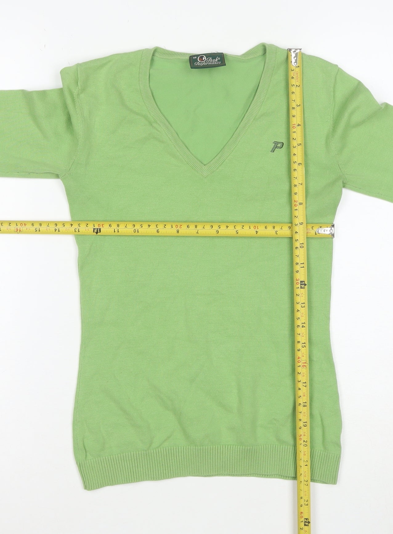 Peak Performance Womens Green V-Neck Cotton Jumper XS