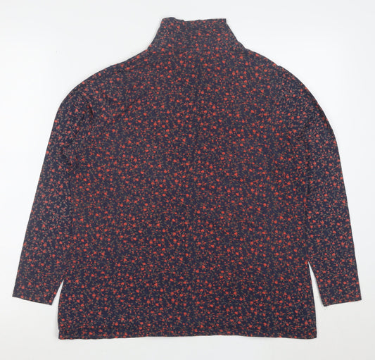 Marks and Spencer Women’s Blue Floral Roll Neck Long Sleeve T-Shirt Size 18