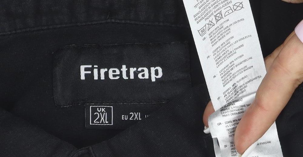 Firetrap Men's Black 2XL Cotton Short Sleeve Polo Shirt