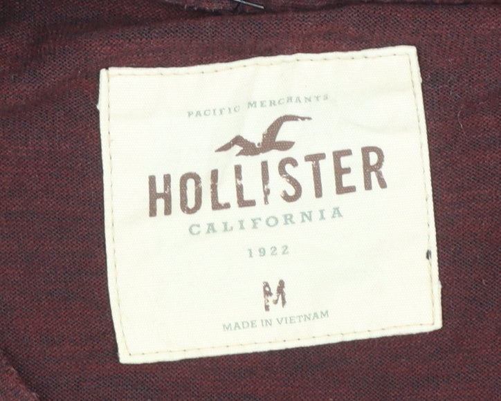 Hollister Men’s Brown Long Sleeve Crew Neck Cotton Blend T-Shirt M