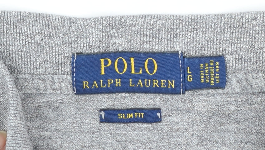 Polo Ralph Lauren Mens Grey Slim Fit Short Sleeve Polo Shirt Size L