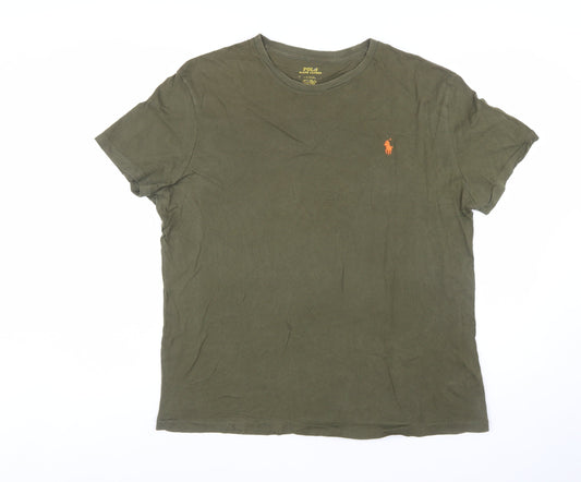 Polo Ralph Lauren Men's Khaki Green Short Sleeve Crew Neck T-Shirt Size L Classic Fit