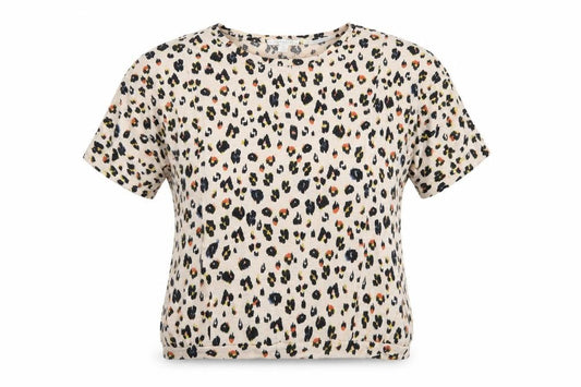 Trenery Women’s Beige Leopard Print Relaxed Cotton T-Shirt Size S
