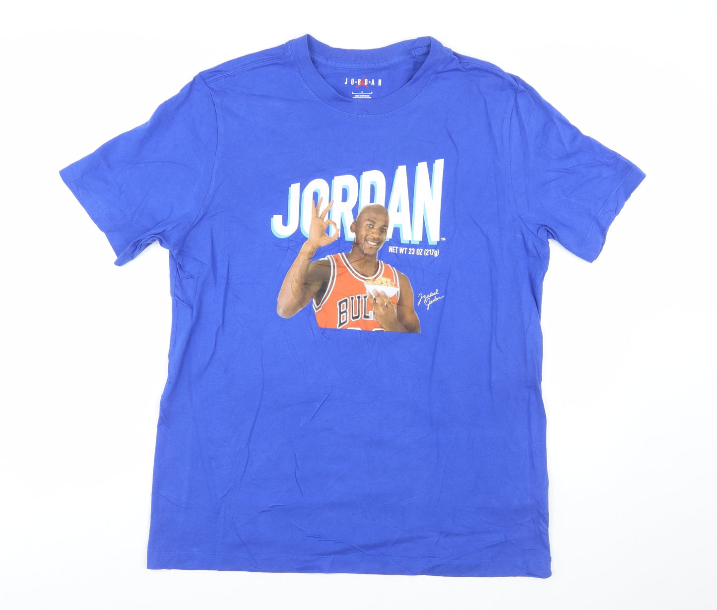 Jordan Blue Graphic Print Men's L T-Shirt 100% Cotton Crew Neck