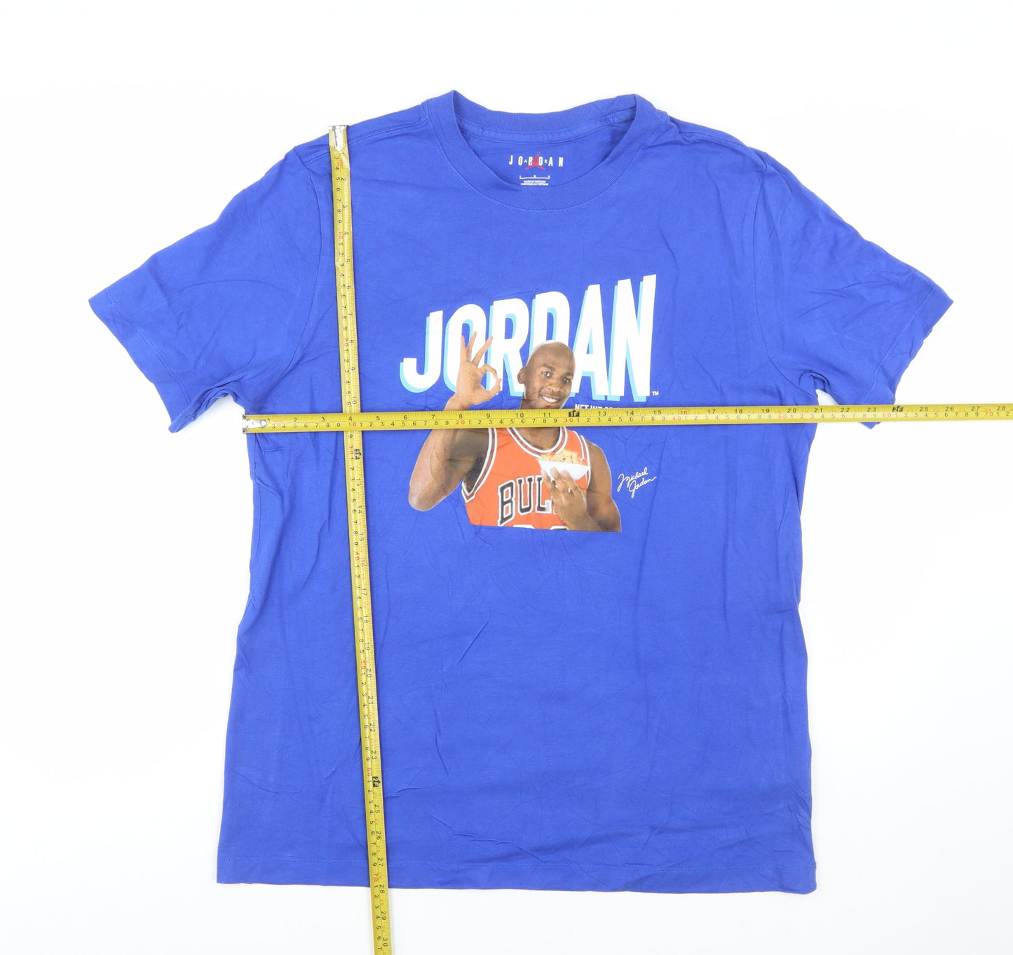 Jordan Blue Graphic Print Men's L T-Shirt 100% Cotton Crew Neck
