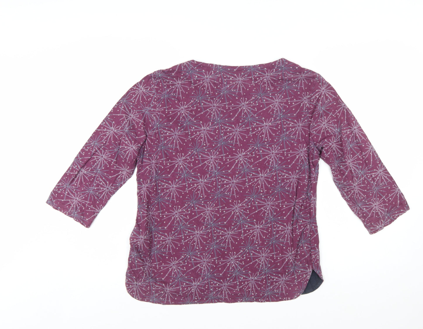 Weird Fish Womens Purple Cotton Tunic Top Size 12 3/4 Sleeve