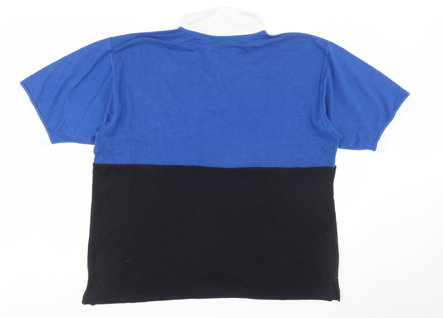Petroleum Mens Blue Colourblock Polo Shirt XL Cotton Blend