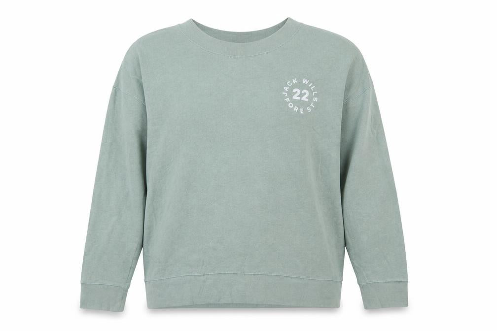 Jack Wills Womens Green Crew Neck Cotton Blend Sweatshirt UK 10