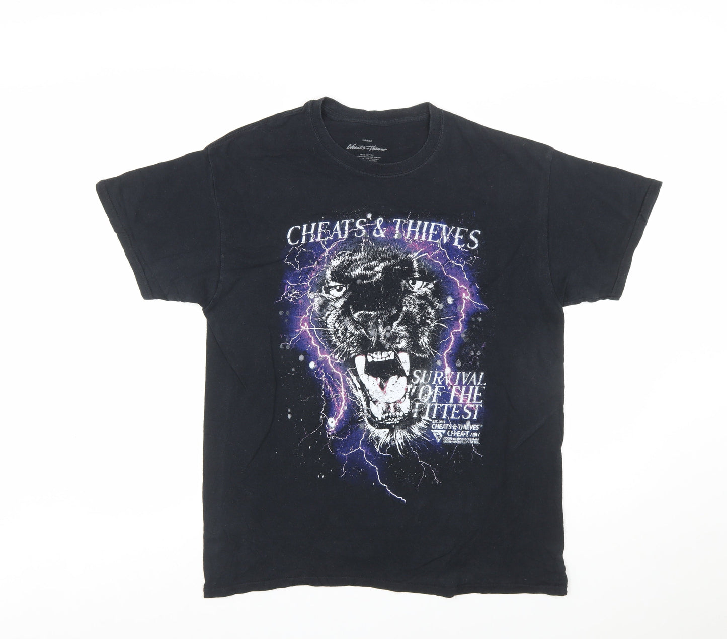 Cheats & Thieves Men's Black Large Graphic Panther T-Shirt