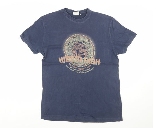 Weird Fish Men's Blue Graphic Print Cotton T-Shirt Size M