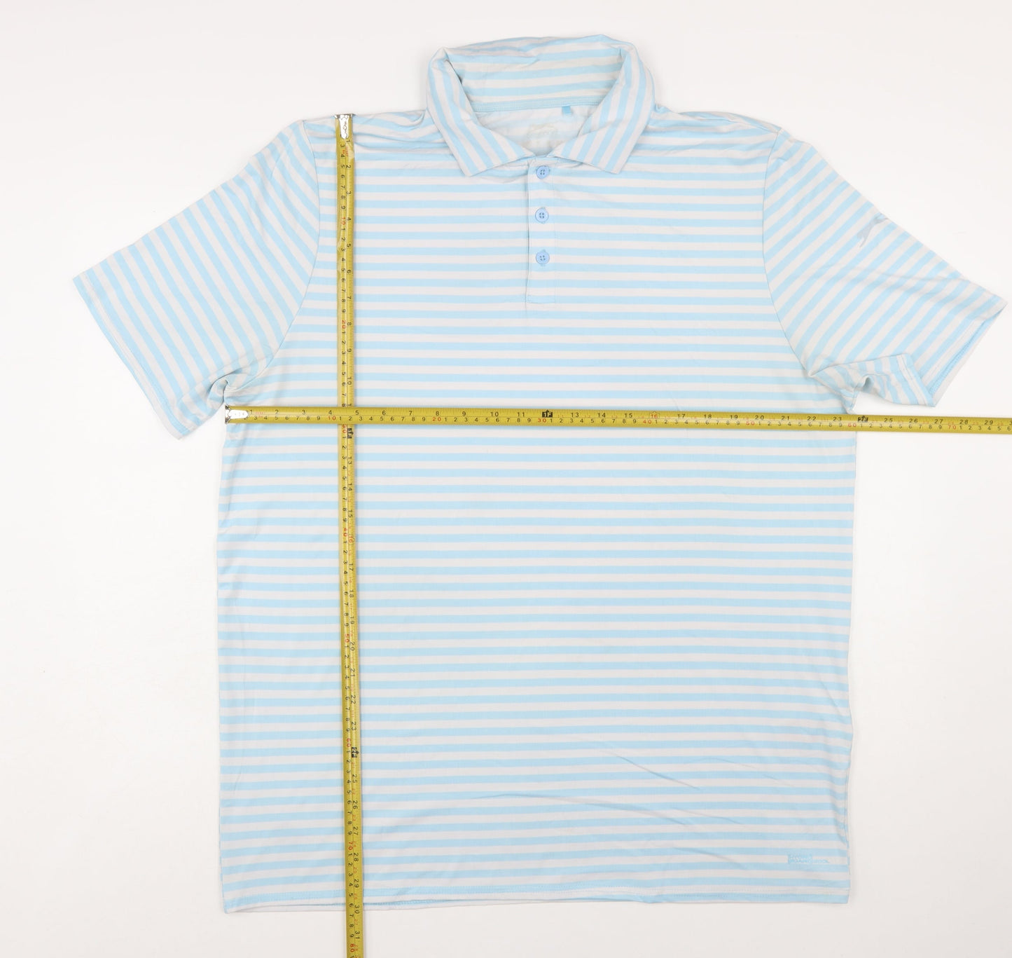 Slazenger Men's Blue Striped Polo Shirt XL Short Sleeve Performance Fit