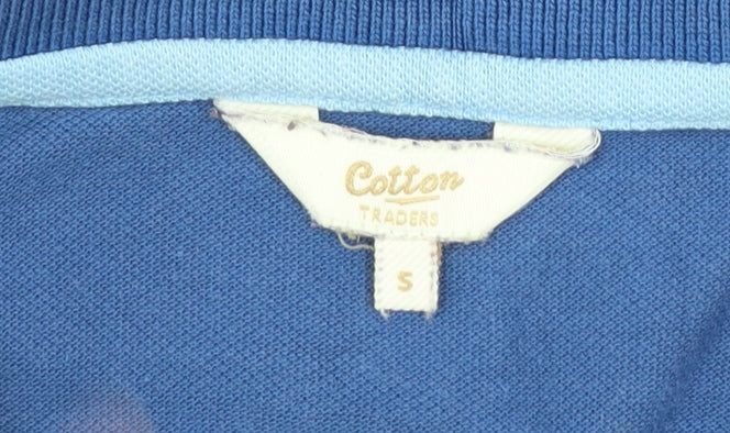 Cotton Traders Men's Blue Long Sleeve Polo Shirt Size S