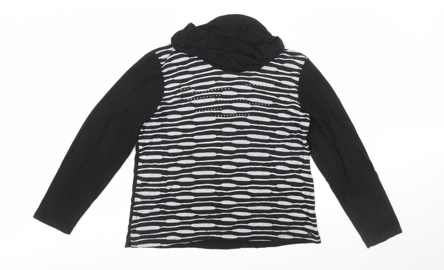 TIGI Womens Black Striped Cowl Neck Long Sleeve Jersey Top Size 18