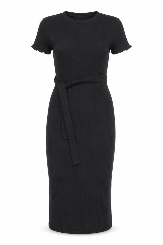 New Look Women’s Black Size 10 Bodycon Midi Belted Dress