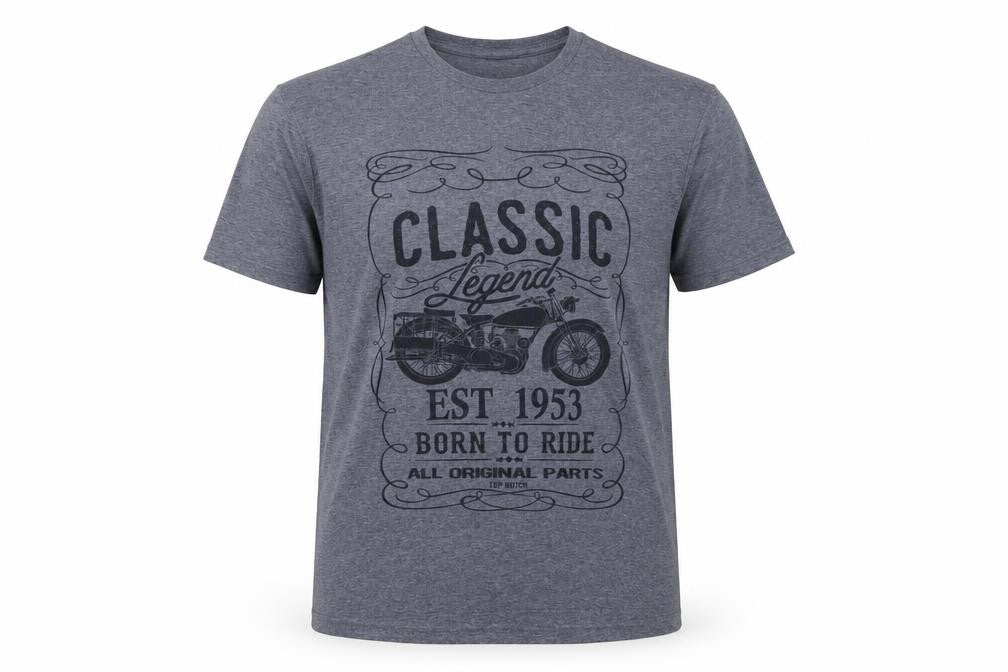 Gildan Men's Blue Classic Motorcycle Graphic Short Sleeve T-Shirt - L
