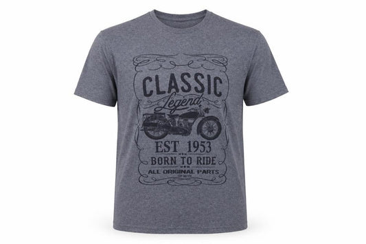 Gildan Men's Blue Classic Motorcycle Graphic Short Sleeve T-Shirt - L