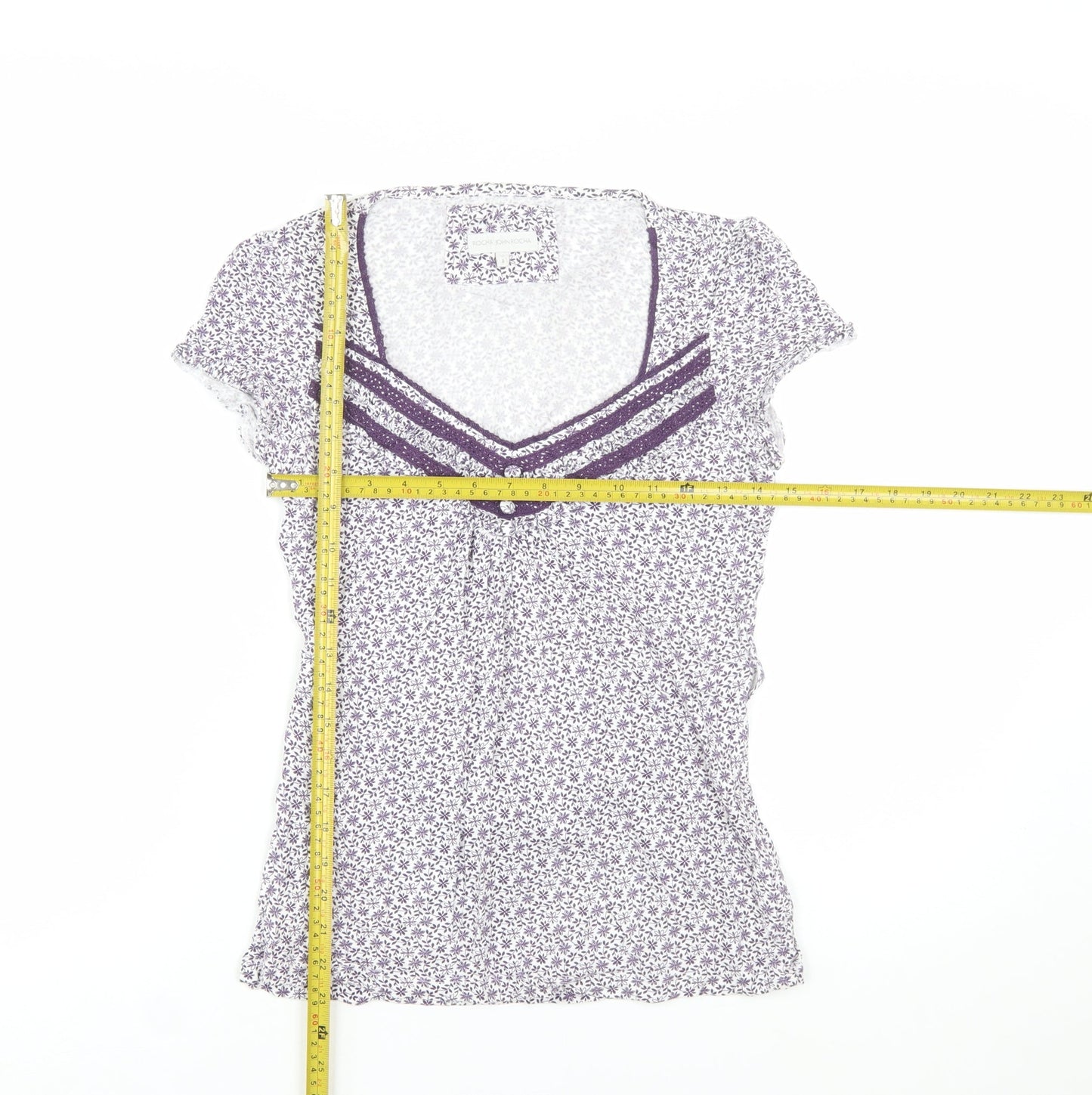 Rocha John Rocha Women's White Floral V-Neck Tunic Blouse Size 8