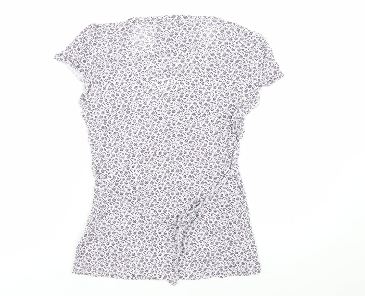 Rocha John Rocha Women's White Floral V-Neck Tunic Blouse Size 8