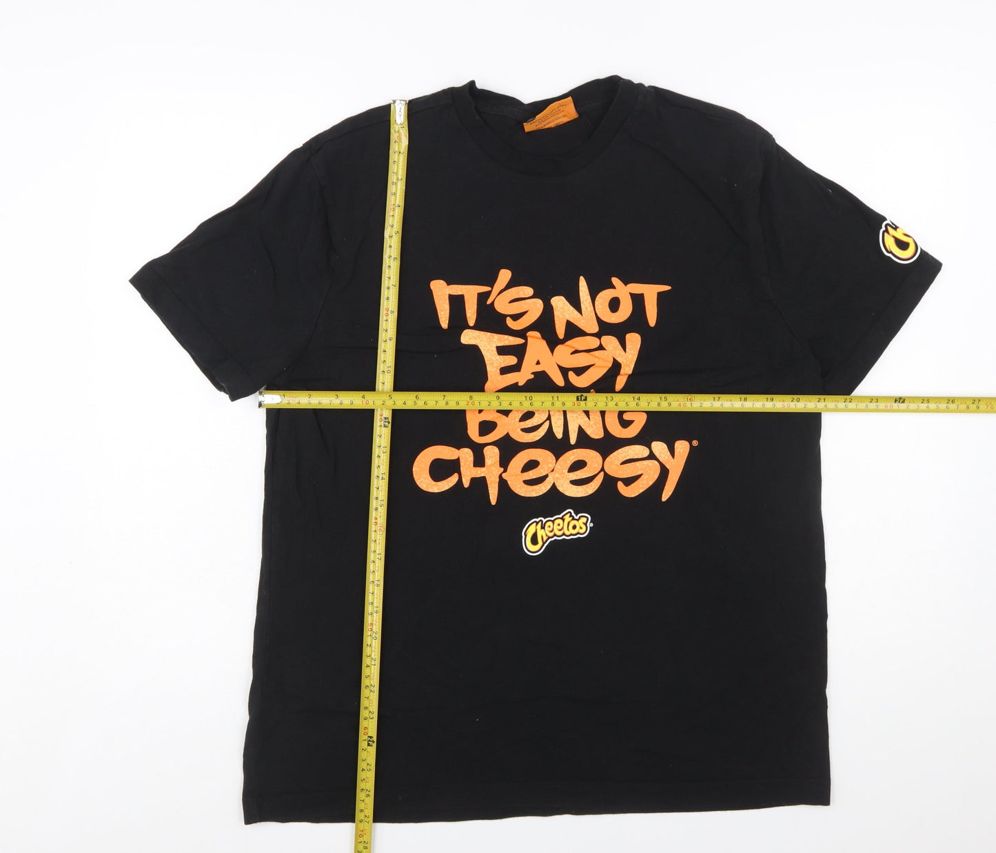 Cheetos Men's Black XL Graphic Short Sleeve T-Shirt Funny 'Cheesy' Slogan