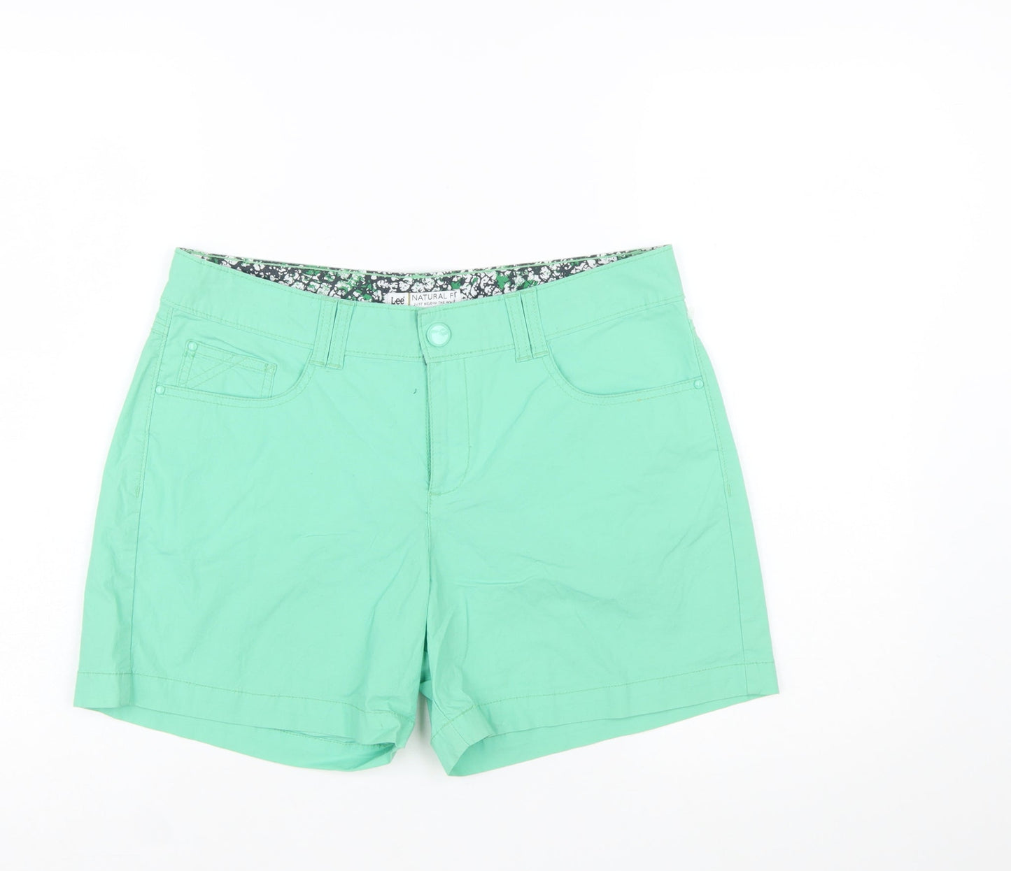 Lee Women's Green Chino Shorts Size 10 Cotton Blend Casual