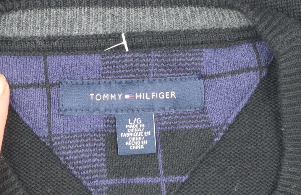 Tommy Hilfiger Men’s Black Cotton Crew Neck Jumper L