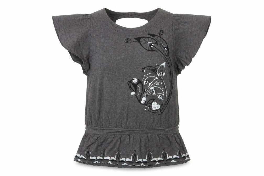Urbanconcept Womens Grey Floral Tunic T-Shirt Size 2 Short Sleeve