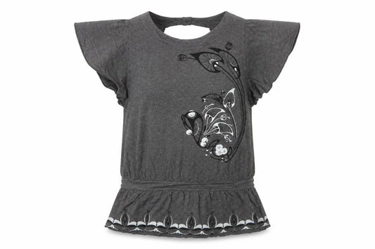 Urbanconcept Womens Grey Floral Tunic T-Shirt Size 2 Short Sleeve
