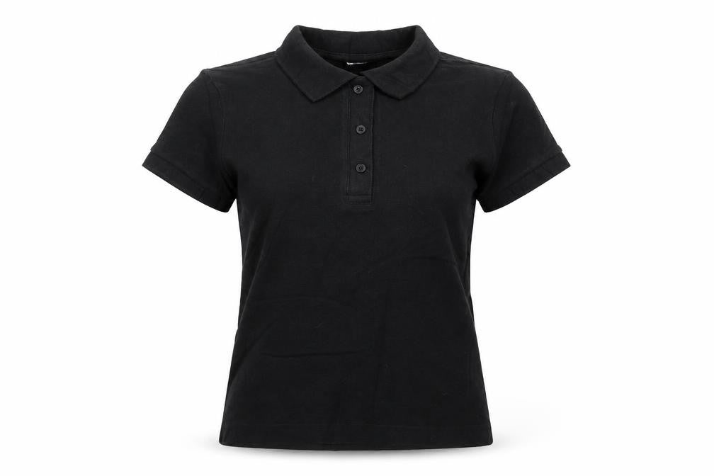 Weekday Women's Black Cotton Polo Shirt Size S Short Sleeve