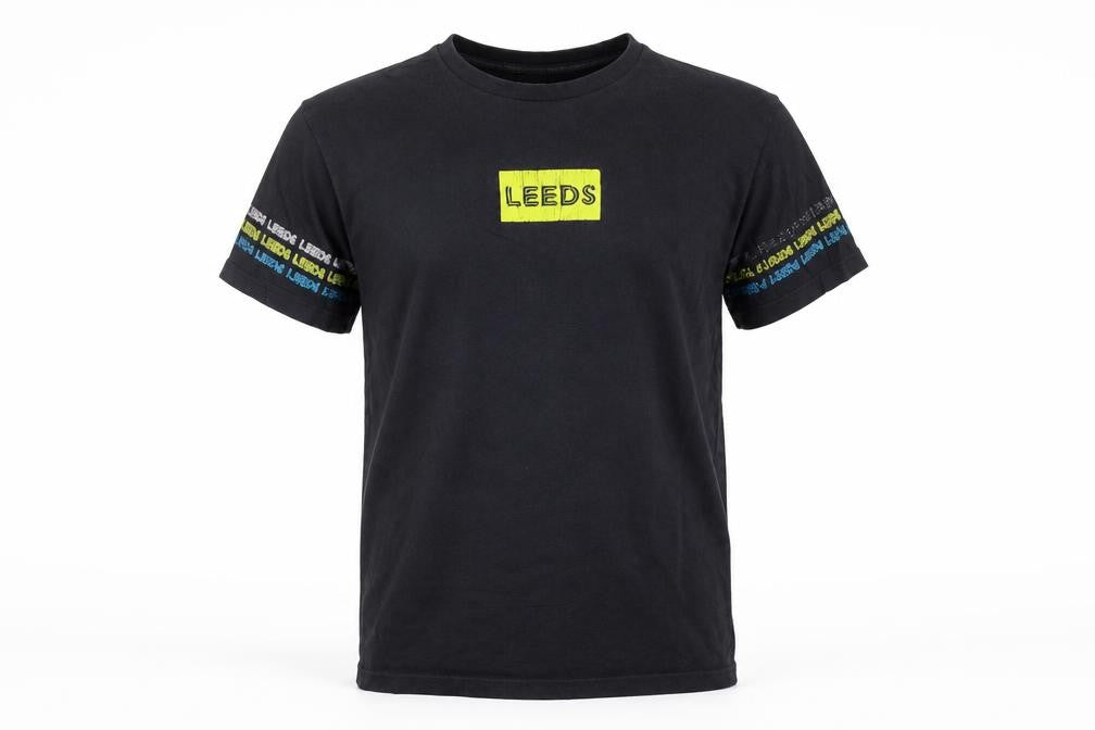 Leeds United Men's Black Graphic Print Cotton T-Shirt Size S