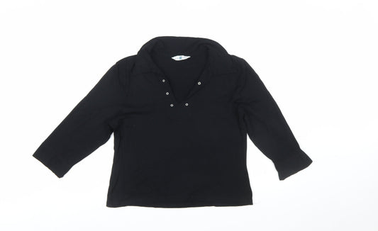 New Look Women's Black Size 18 V-Neck 3/4 Sleeve Jersey Blouse