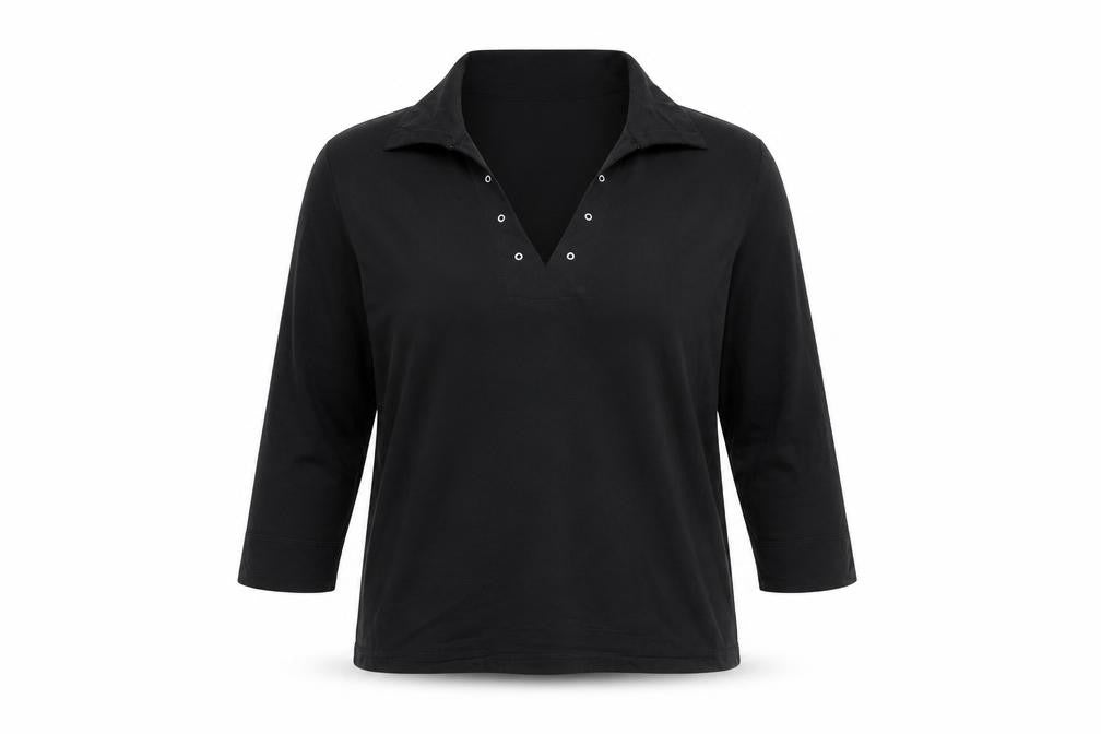New Look Women's Black Size 18 V-Neck 3/4 Sleeve Jersey Blouse
