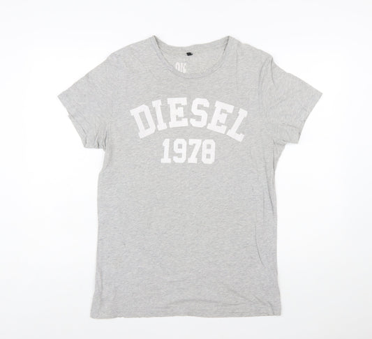 Diesel Men’s Grey 1978 Graphic Cotton T-Shirt Size L Regular Fit