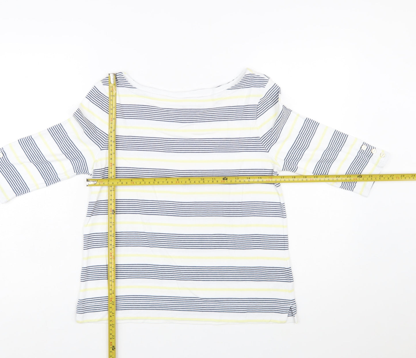 Tabitha Webb Women’s Multicoloured Striped 3/4 Sleeve Boat Neck T-Shirt Size L