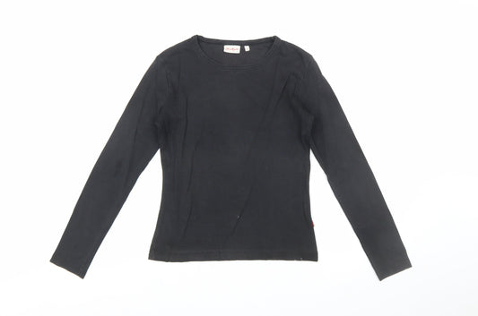 Von Dutch Women's Black Long Sleeve Slim Fit Cotton T-Shirt Size S