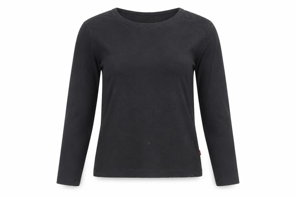 Von Dutch Women's Black Long Sleeve Slim Fit Cotton T-Shirt Size S