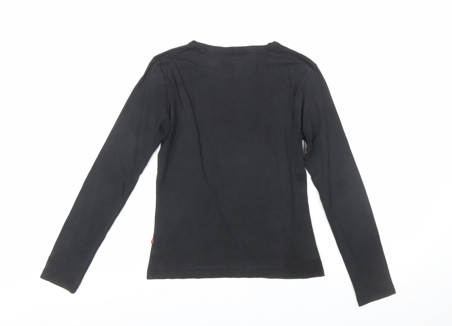 Von Dutch Women's Black Long Sleeve Slim Fit Cotton T-Shirt Size S