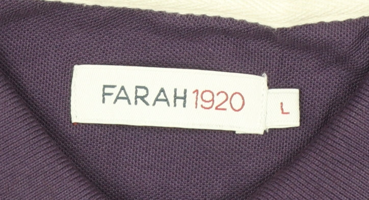 Farah 1920 Men's Purple Long Sleeve Cotton Polo Shirt L