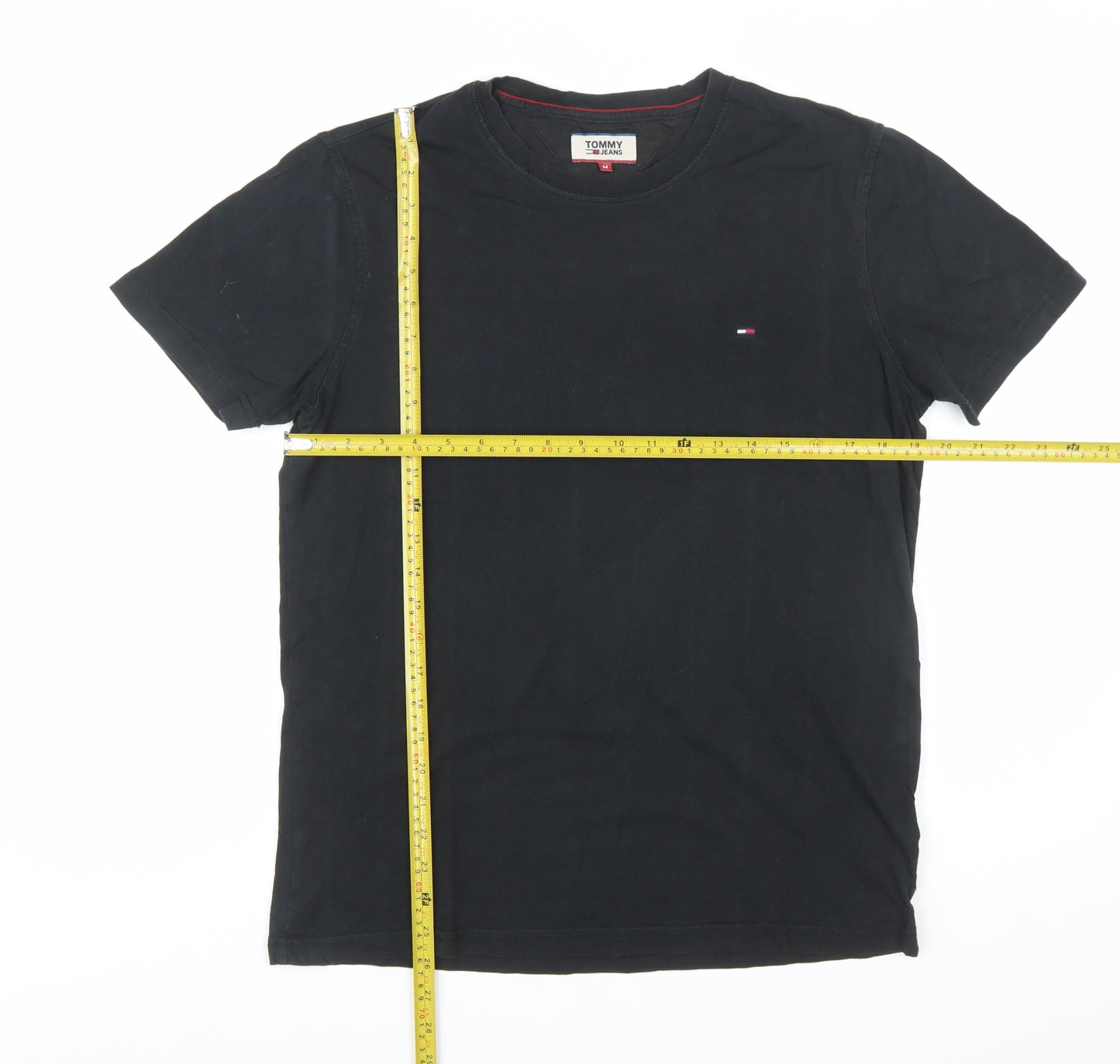 Tommy Jeans Men's Black Cotton Crew Neck Short Sleeve T-Shirt M