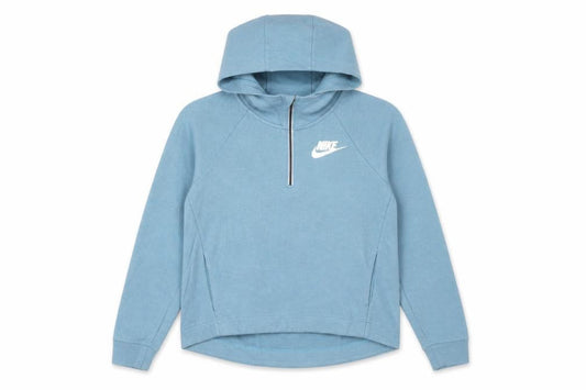 Nike Women's Blue 1/4 Zip Hoodie XS - Cotton Blend Activewear